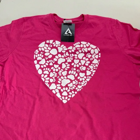LA Pop Art Pink Heart Graphic Women's Tee - Picture 2 of 2